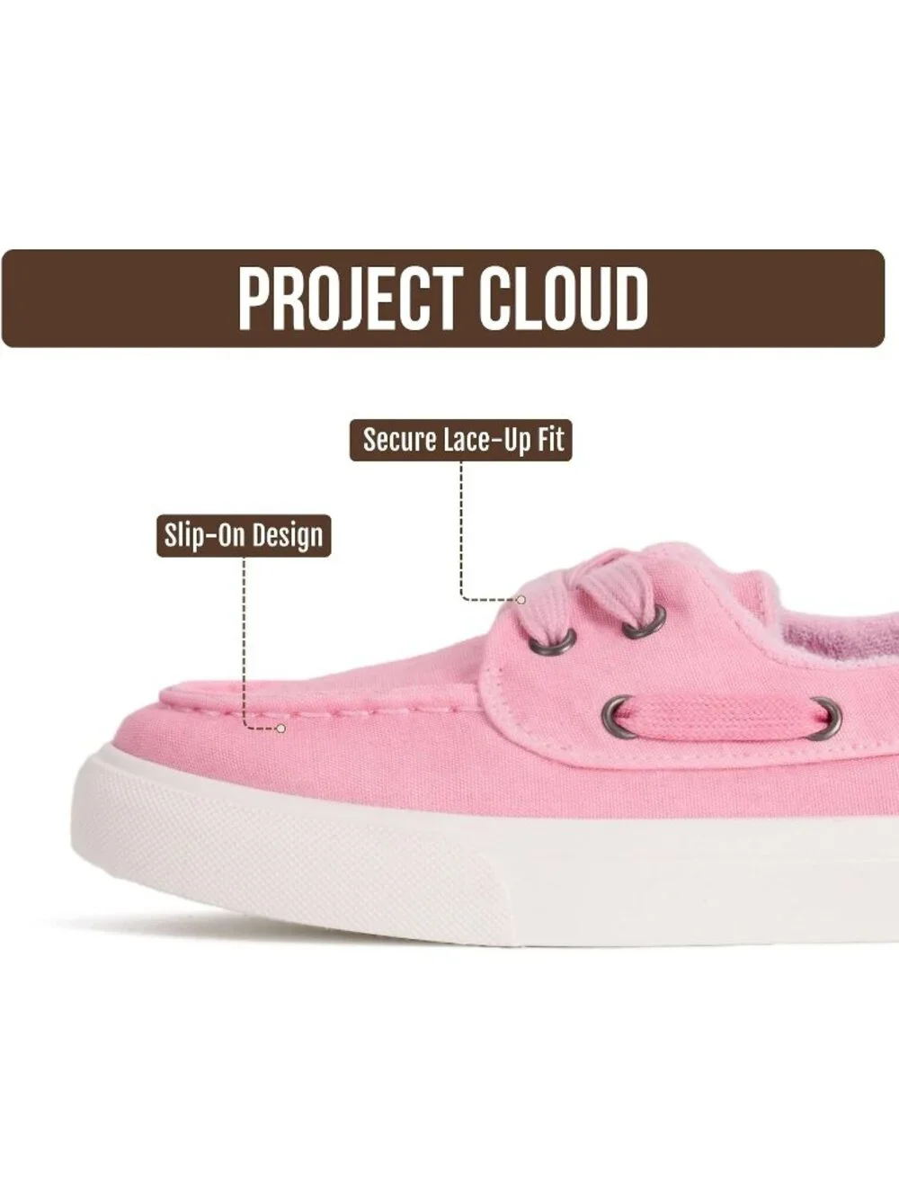 Womens Parfait Pink Canvas Cloud Canvas Sneakers Memory Foam Slip On Loafers